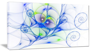 Blue Colored Curly Spiral, Abstract Wall Art Canvas, 32x16