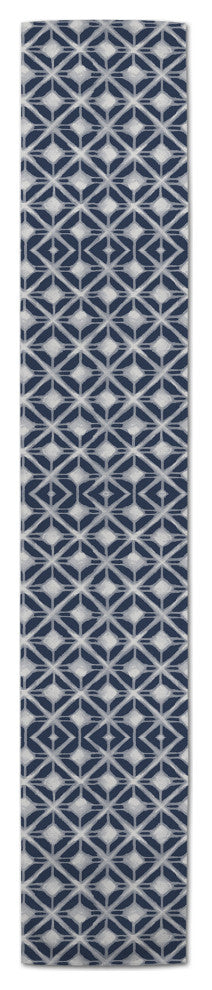 Navy Diamond Pattern 16x72 Cotton Twill Runner