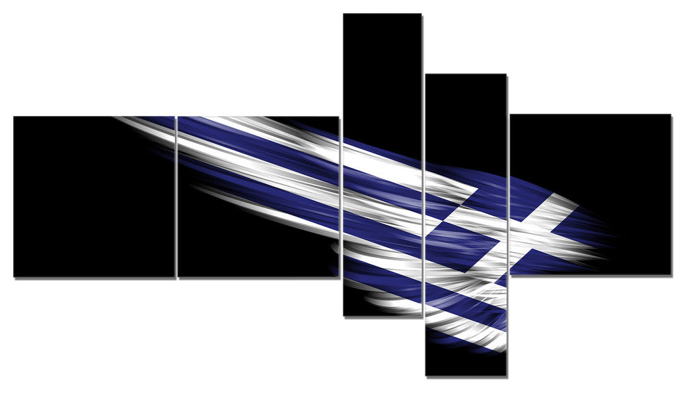 Wing with Greece Flag, Abstract Print On Canvas, 60"x32", 5 panels