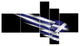 Wing with Greece Flag, Abstract Print On Canvas, 60"x32", 5 panels