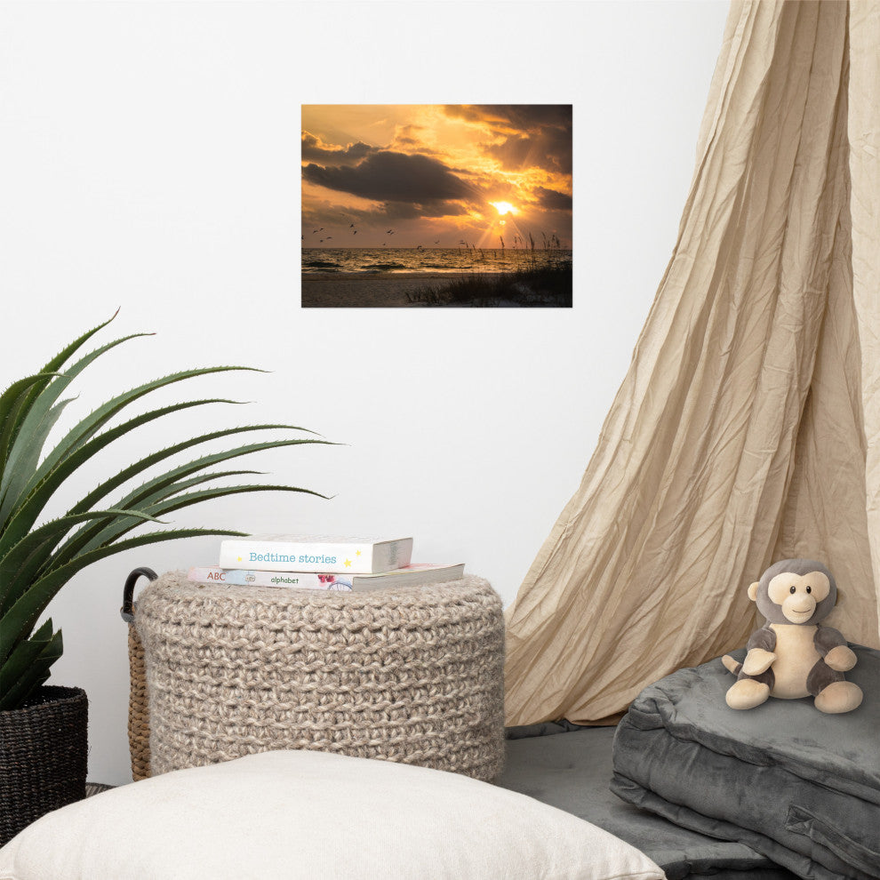 Seaside Themed Wall Art: Anna Maria Island Cloudy Beach Sunset 1 Print, 12" X 16"