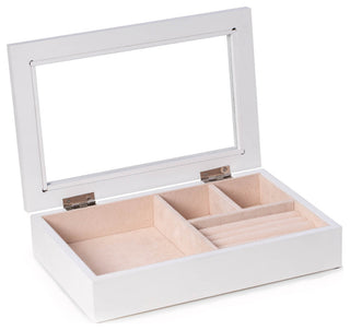White Jewelry Box, Glass Viewing Top