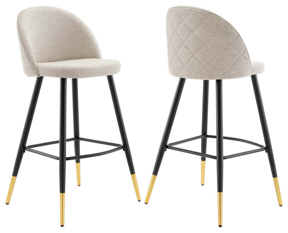 Cordial Fabric Bar Stools - Set of 2-Beige