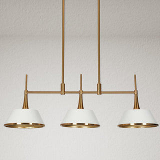 LNC 3-Light Polished Gold and White Modern Linear Kitchen Island Light