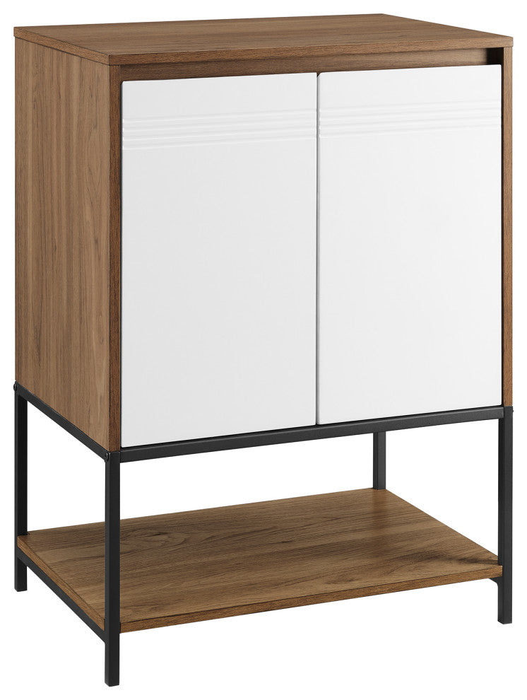 Nyman 24" 2 Door Accent Cabinet with Lower Shelf - English Oak/Solid White
