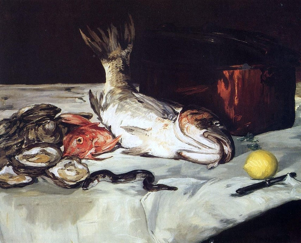 Edouard Manet Still Life with Fish, 20"x25" Gallery Wrapped Canvas Print