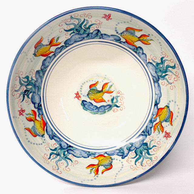 Ceramiche Favaroni Carlo Deruta Pesce Variopinto 12" Serving Bowl
