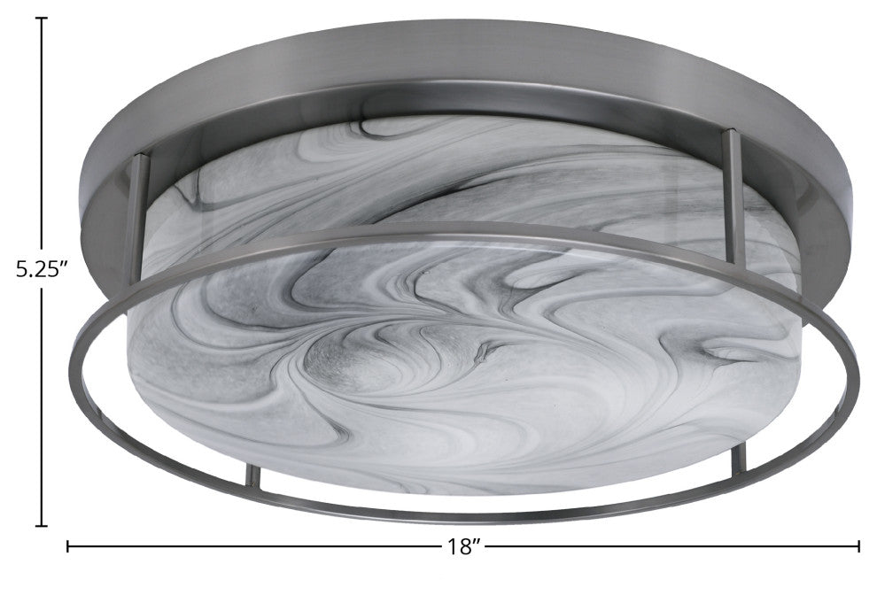 18" 4-Light Flush Mount Light, Brushed Nickel, Onyx Swirl Glass