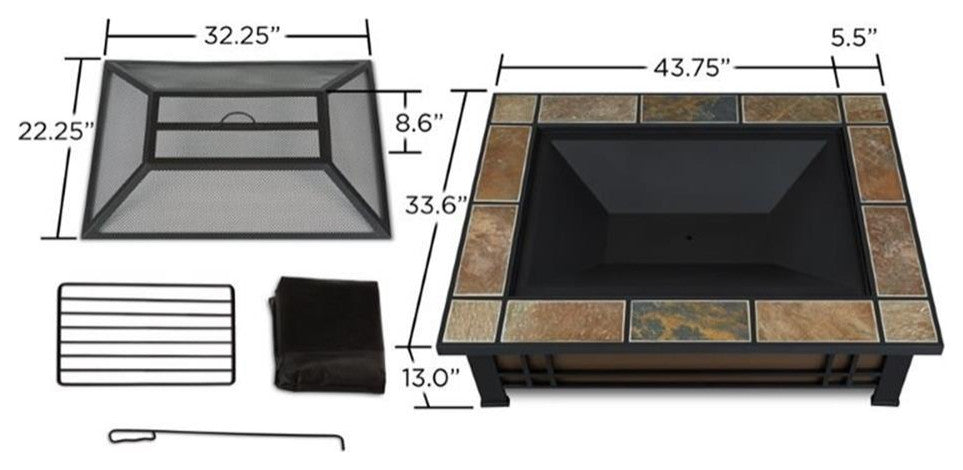 Real Flame Hamilton Wood Burning Fire Pit in Natural Slate Tile