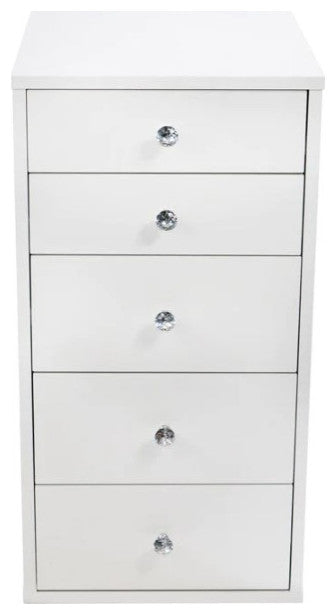 SlayStation 5-Drawer Vanity Storage Unit, Bright White, Pair