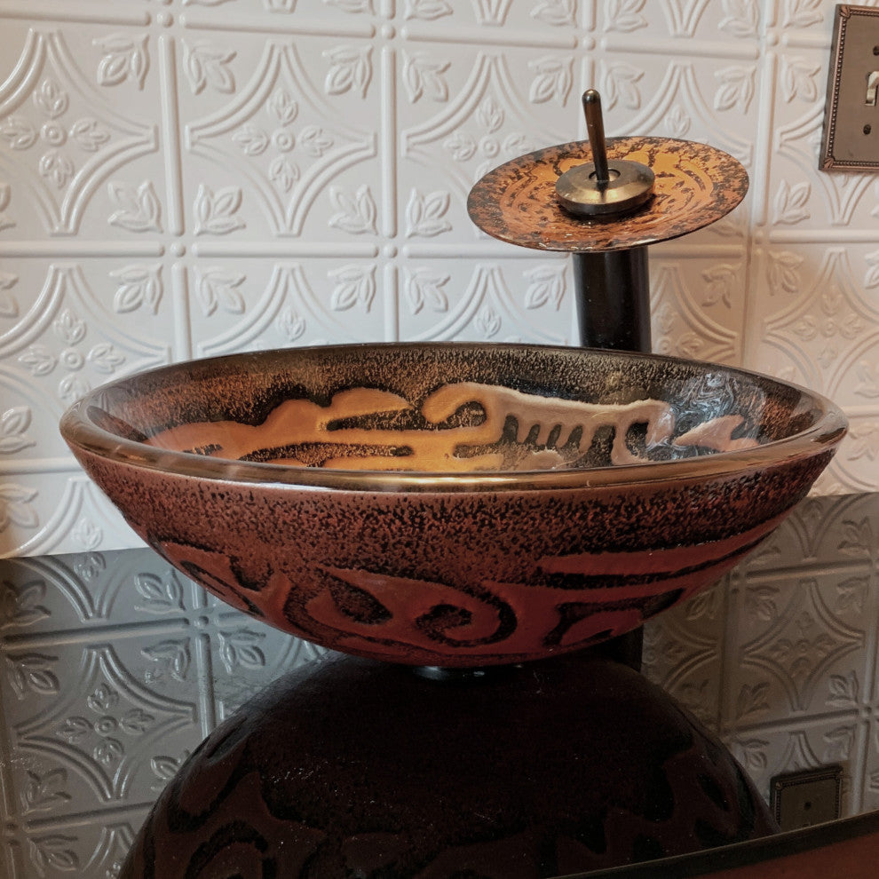 Mosaico Glass Vessel Sink Set, Oil Rubbed Bronze