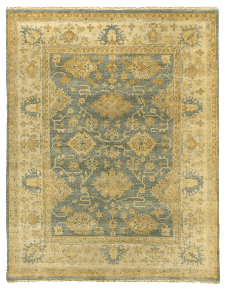 Ordu Antique-Style Woven Oushak Rug, Gold and Silver, 12''x15''