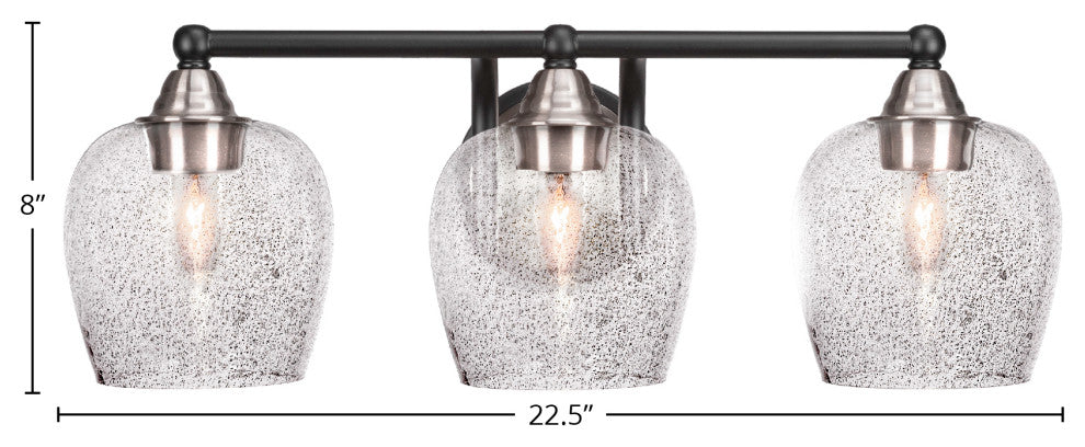 Paramount 3-Light Bath Bar, Matte Black & Brushed Nickel, 6" Smoke Bubble Glass