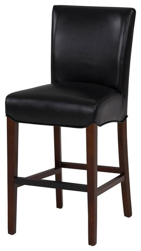 Pemberly Row Modern 26.5" Bonded Leather Counter Stool in Black
