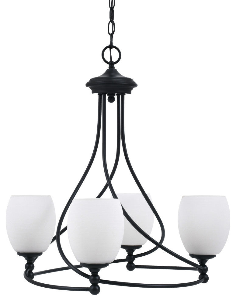 Capri 4-Light Chandelier, Matte Black/White Linen