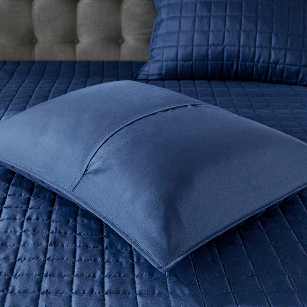 Madison Park Heritage 8 Piece Comforter and Quilt Set Collection, Navy
