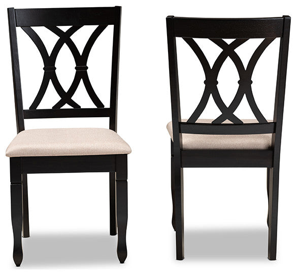 Reneau Modern Sand Fabric Espresso Brown Wood Dining Chair, Set of 2