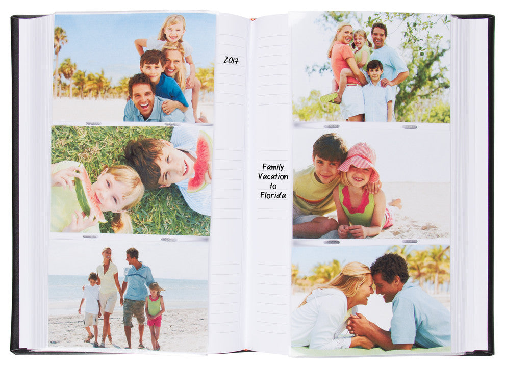 Debossed Faux Leather Photo Album Black, 300 Photos