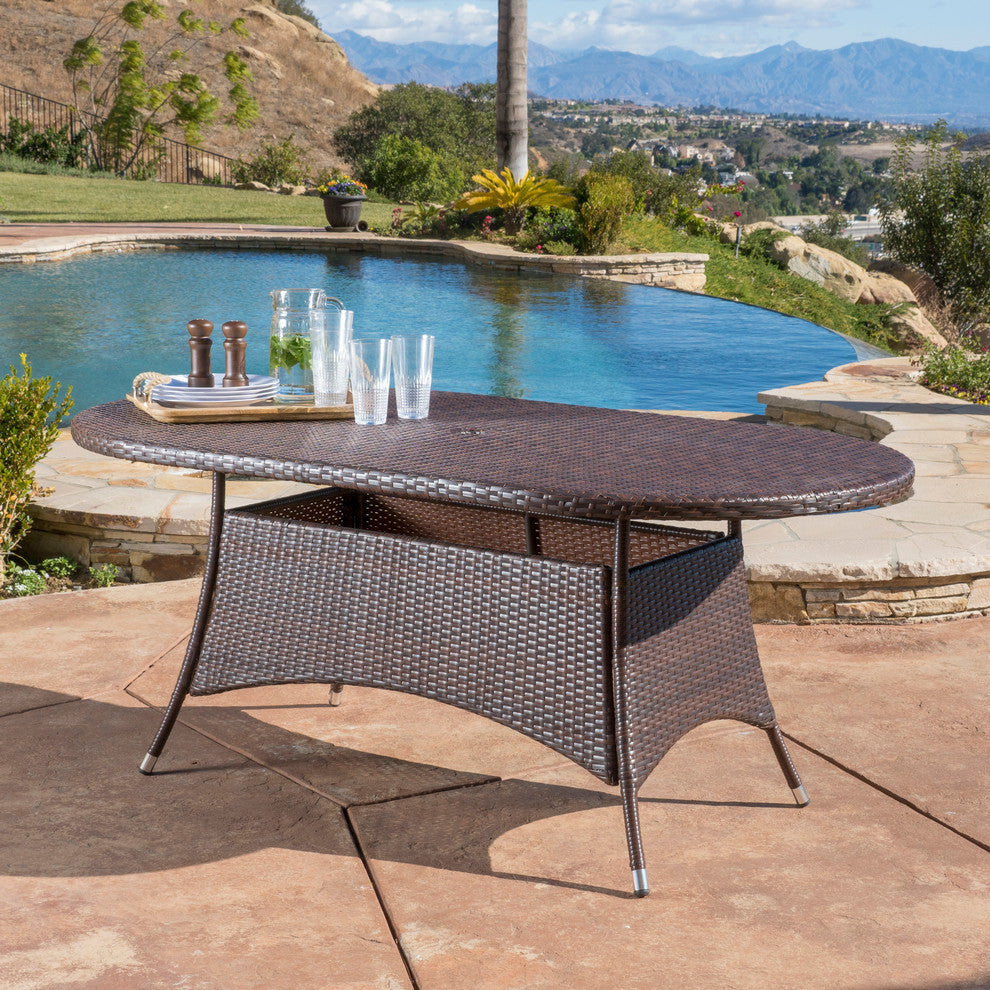 GDF Studio Bristle Multi Brown Pe Oval Dining Table