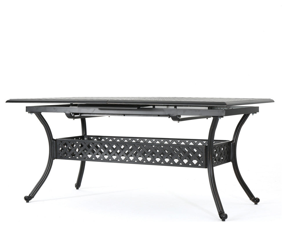 GDF Studio Ariel Outdoor Patina Copper Finish Expandable Dining Table