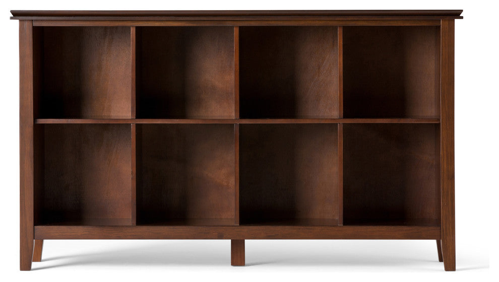 Artisan Solid Wood 57 Inch Wide 8 Cube Storage Sofa Table In Russet Brown