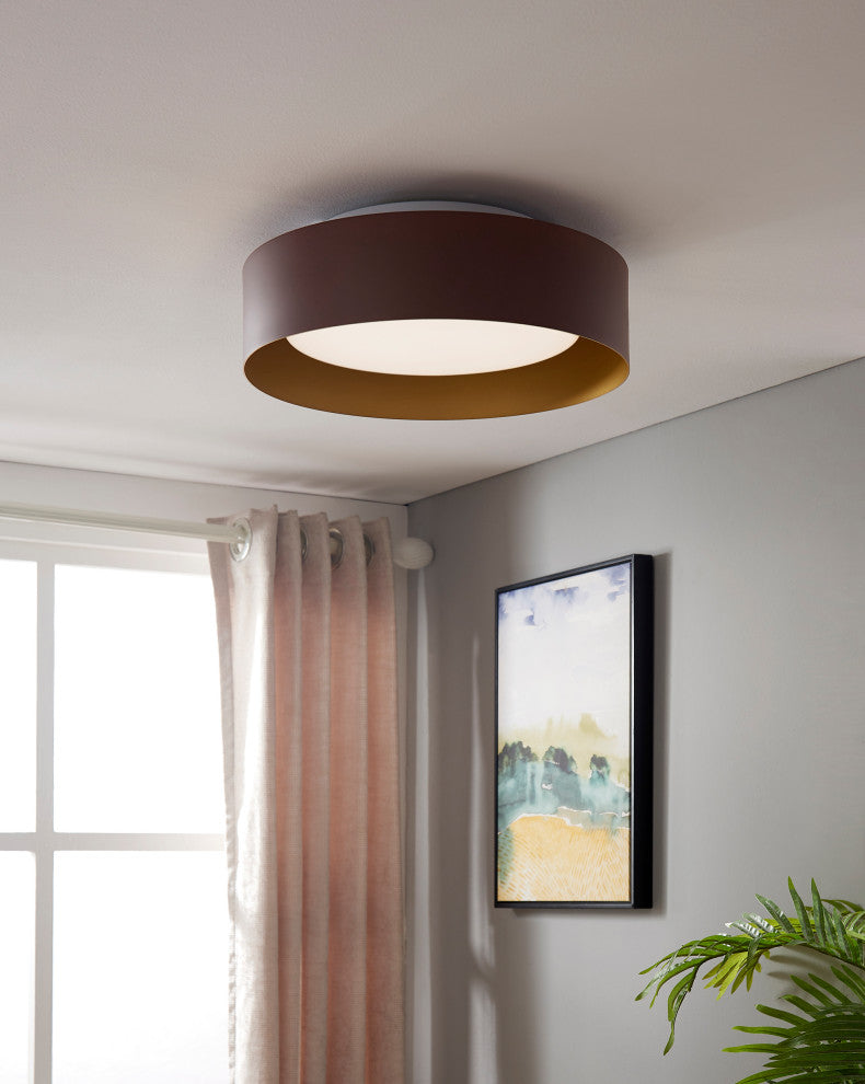 Lynch 15.75" 3-Light Brown and Gold Flushmount Ceiling Light