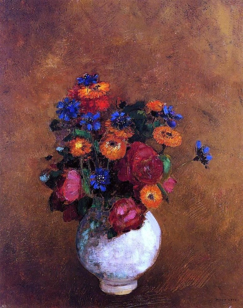 Odilon Redon Bouquet of Flowers in a White Vase Gallery Wrapped Canvas Print