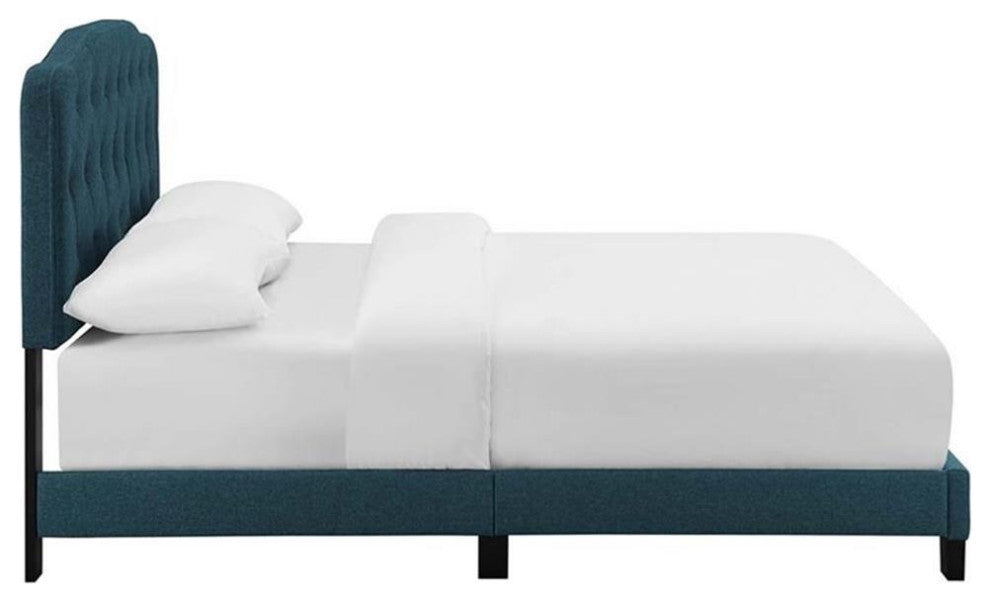 Modway Amelia Queen Upholstered Polyester Fabric Bed in Azure Blue Finish
