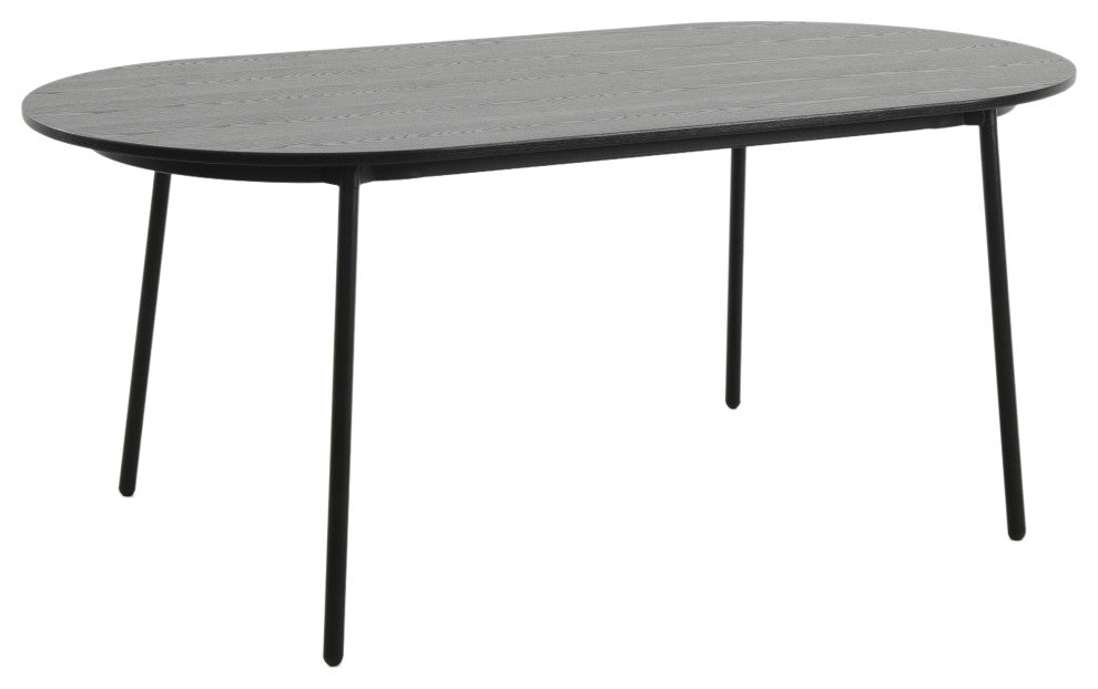 LeisureMod Tule 9-Piece Dining Set in Black Steel Frame, Black/Platinum Blue