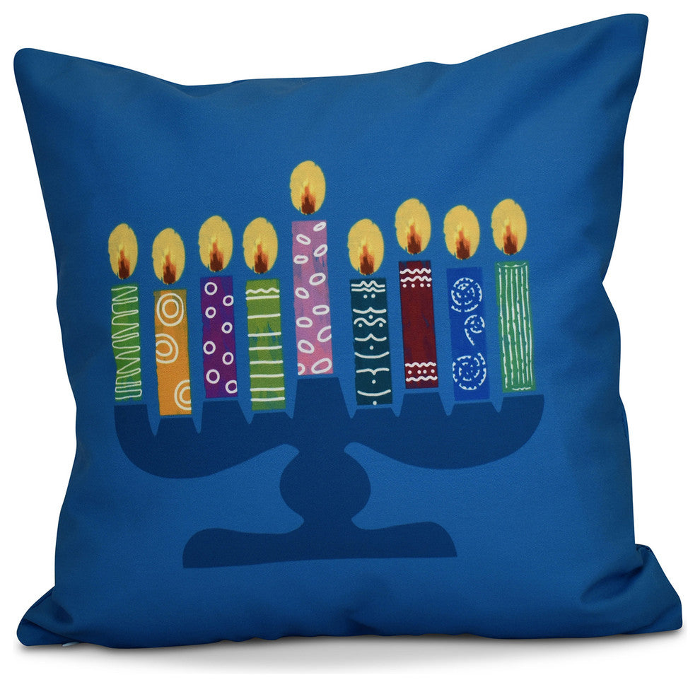 Decorative Holiday Pillow Geometric, Teal, 16"x16"