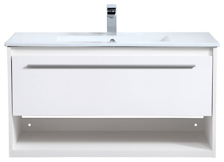 36" Single Bathroom Floating Vanity, White