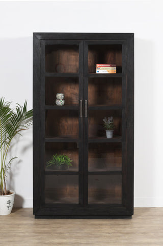 Fernious Tall Cabinet, Dark Gray Finish on Mango Solid Wood