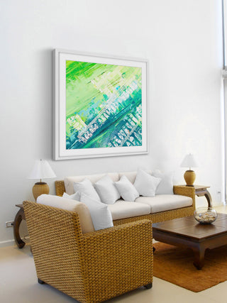 "Green Haze" Framed Painting Print, 32"x32"