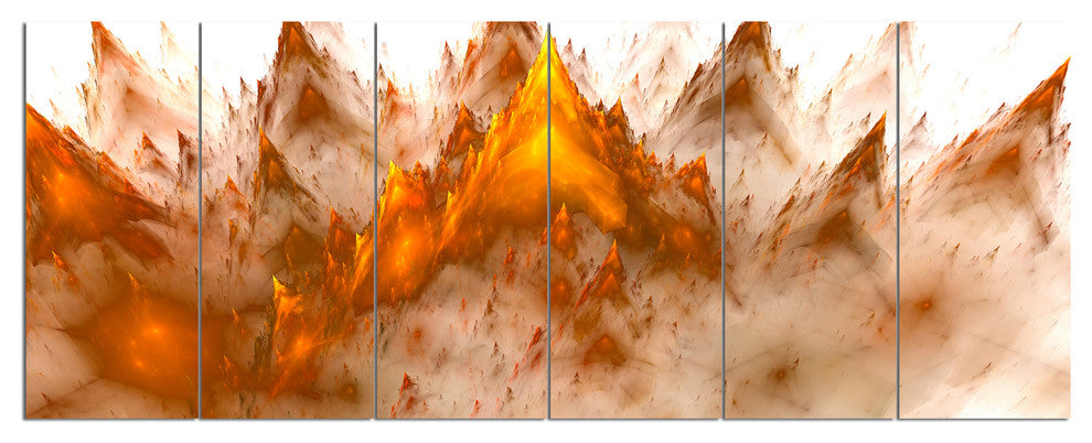 Brown Fractal Crystals Design, Abstract Canvas Art Print, 70"x28", 6 Panels