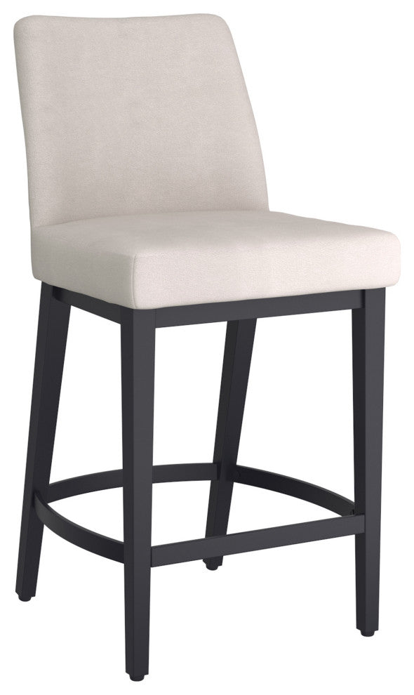 Modern Fabric and Metal 26" Counter Stool, Set of 2, Beige and Black