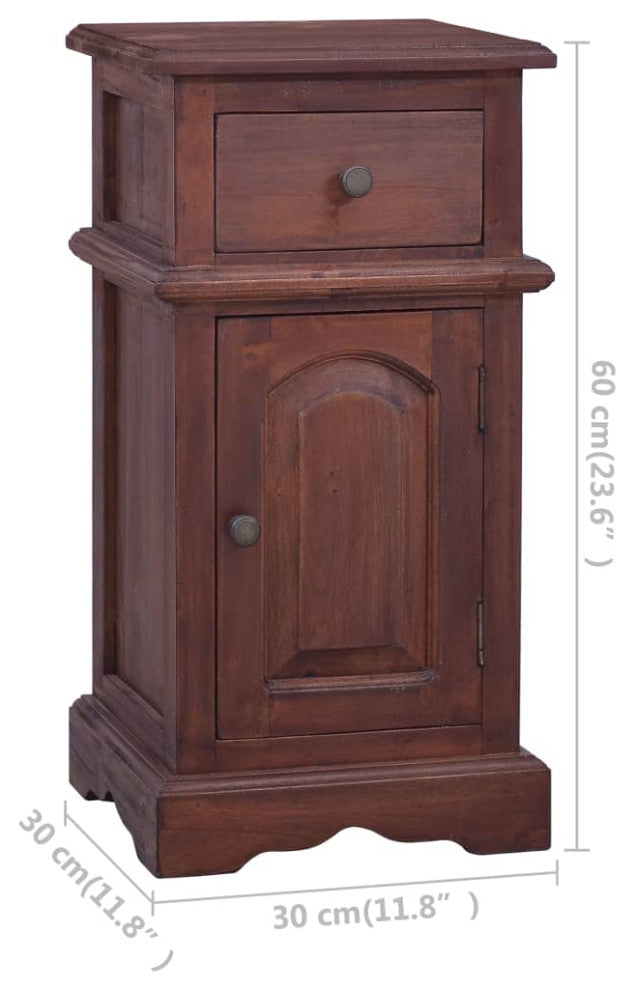 vidaXL Bedside Cabinet Classical Brown Solid Mahogany Wood