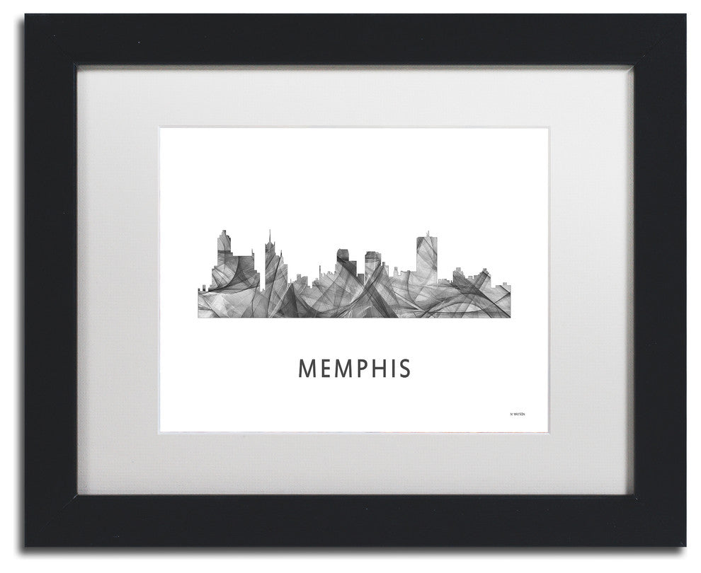 Marlene Watson ''Memphis Tennessee Skyline'' Matted Art, Black Frame, White, 14x11