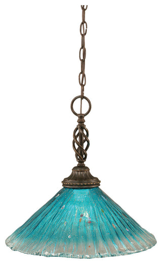 Elegante 1-Light Pendant, Dark Granite/Teal Crystal