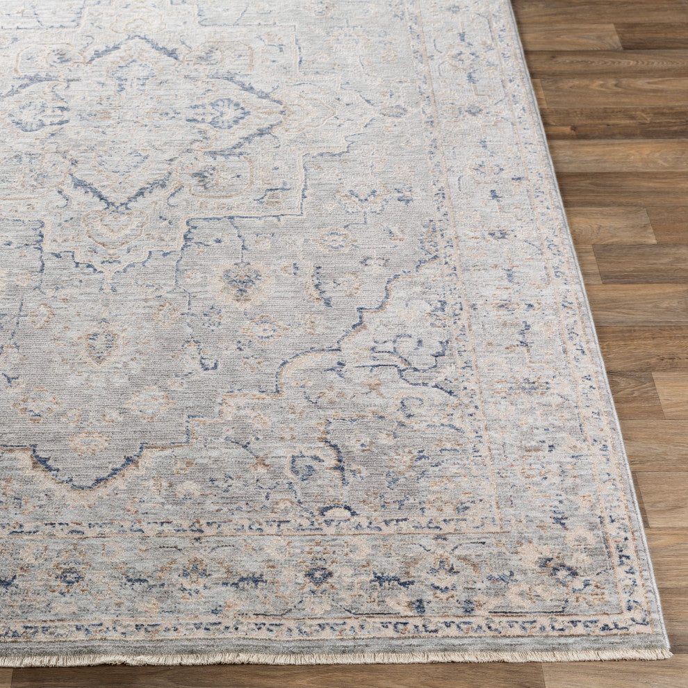 Surya Palazzo PZL-2300 3'3"x10' Rug, Taupe/Denim/Navy/Cream/White/Blush