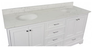 Harper 72" Double Bathroom Vanity, White, Engineered Marble