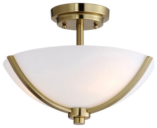 Deven Three Light Semi Flush Mount in Satin Brass