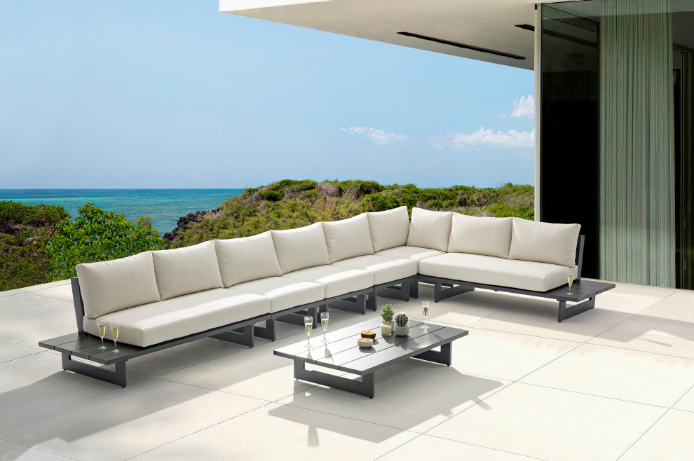 Maldives Cream Water Resistant Fabric Outdoor Patio Modular Sectional