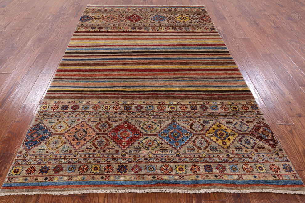 5' 7" X 8' 6" Super Kazak Khorjin Hand-Knotted Rug Q7438