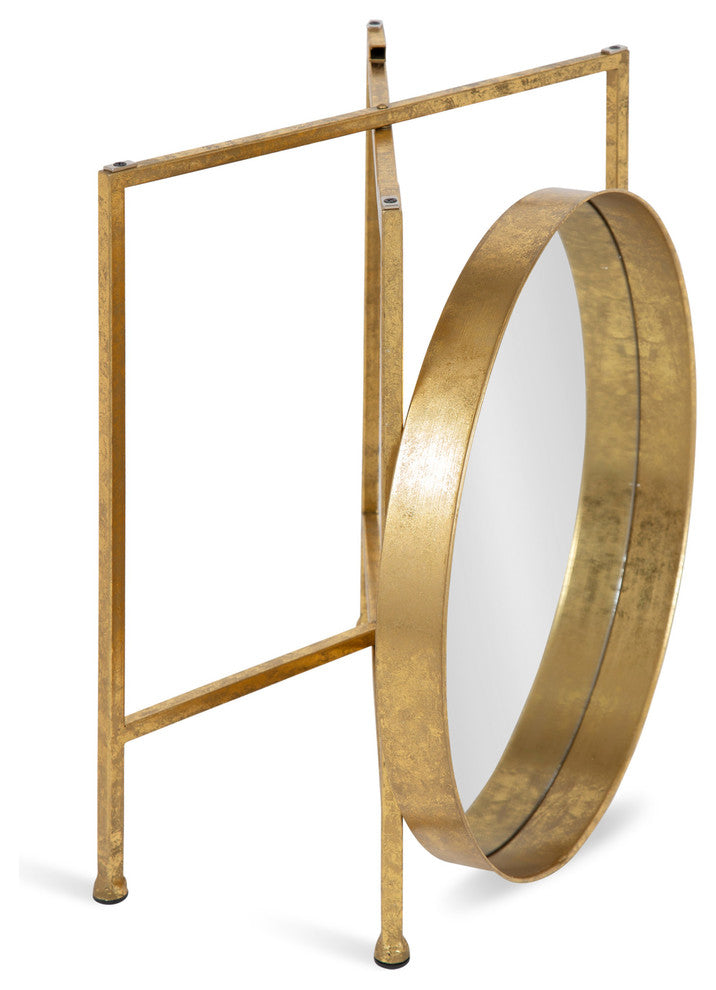 Celia Round Metal Side Table, Gold Mirror