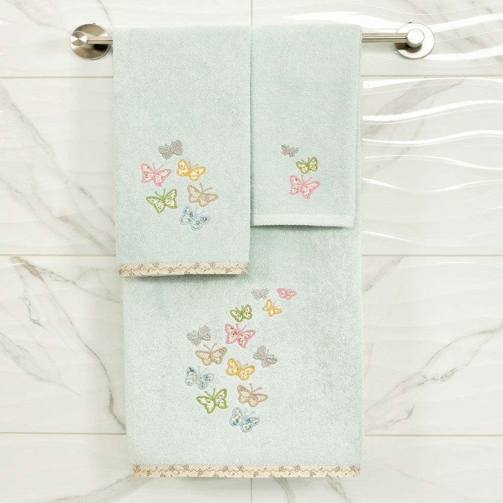 Linum Home Textiles 100% Turkish Cotton MARIPOSA 4PC Embellished Towel Set