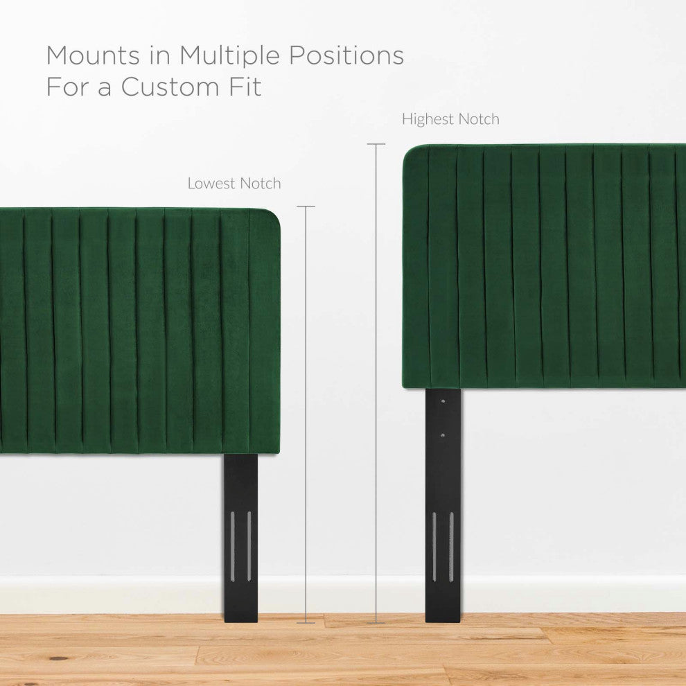 Milenna Channel Tufted Performance Velvet Full/Queen Headboard Emerald