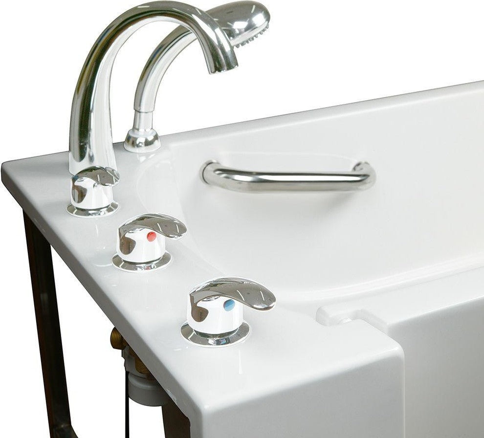 Ella's Bubbles Narrow Walk-In Air and Hydrotherapy Massage Bathtub, White