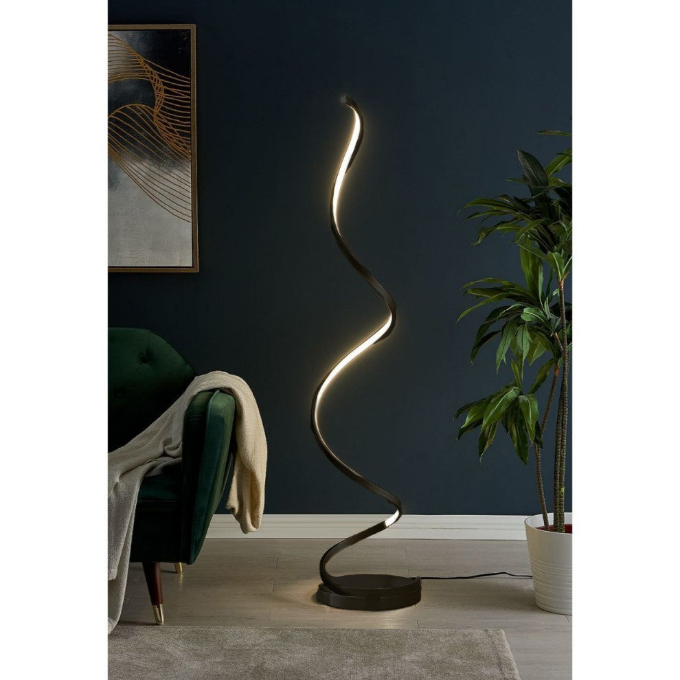 Modern Spiral Dimmable Integrated Led Floor Lamp, Black