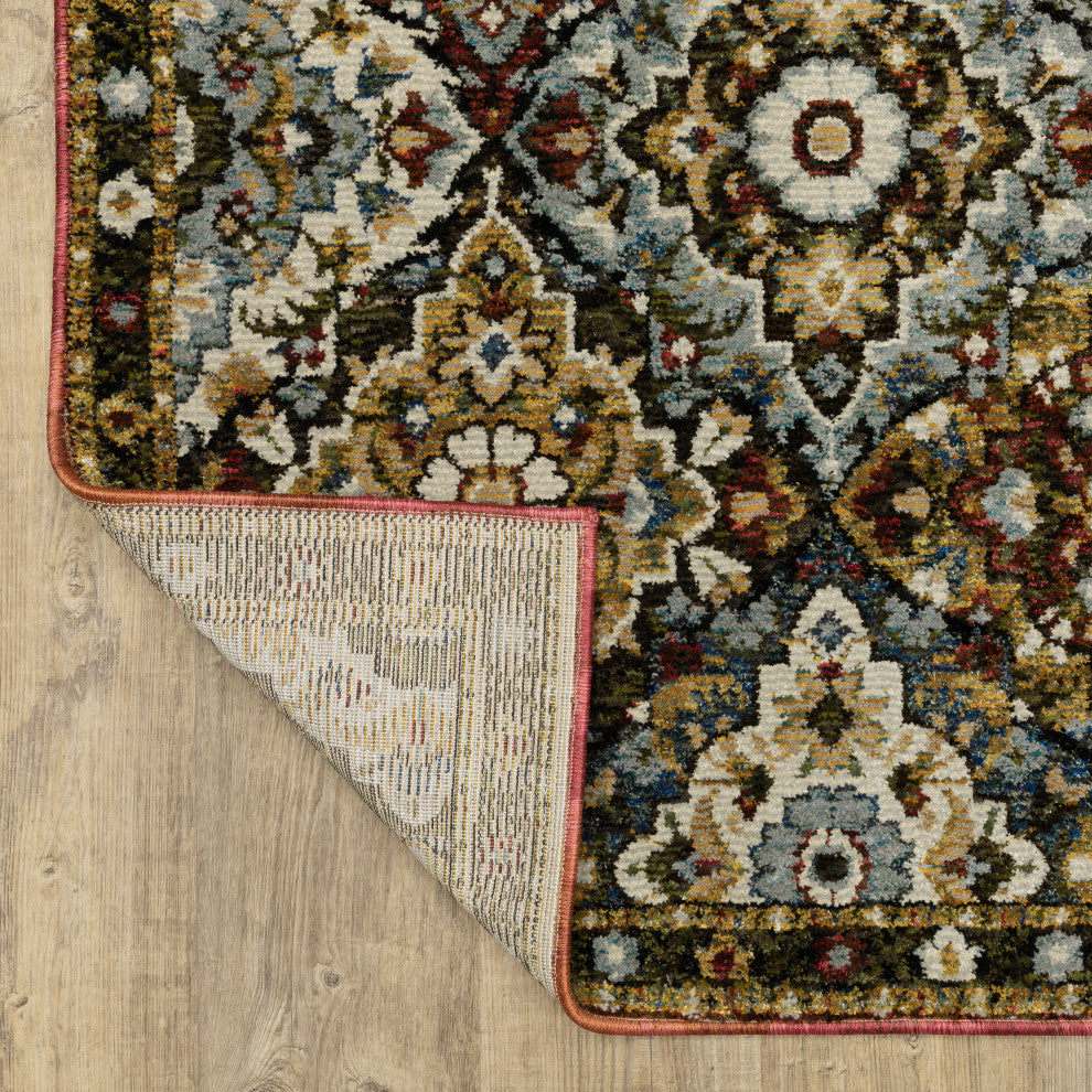Adeline Traditional Panel Medallions Red/ Multi Area Rug 6'7" x 9'6"