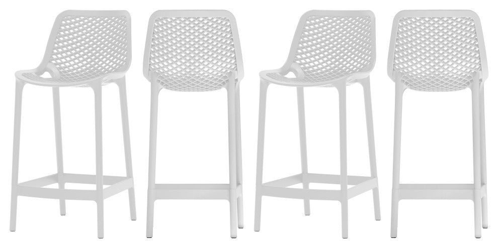 Mykonos Outdoor Patio Stool (Set of 4), White